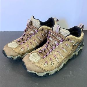 Oboz Sawtooth Brown Leather Waterproof Hiking Trail Low Boots Womens Size 8.5